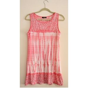Coral/pink, tie dye & floral top